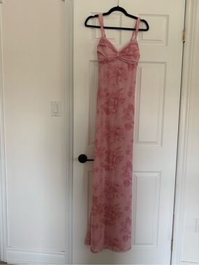 Romantic Pink Floral Slip Dress with Adjustable Straps